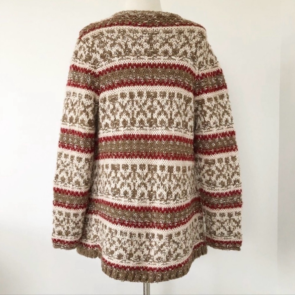 J Jill Beige Brown Knitted Cardigan Sweater Chunky Oversized Fall Women Size S - Picture 6 of 12